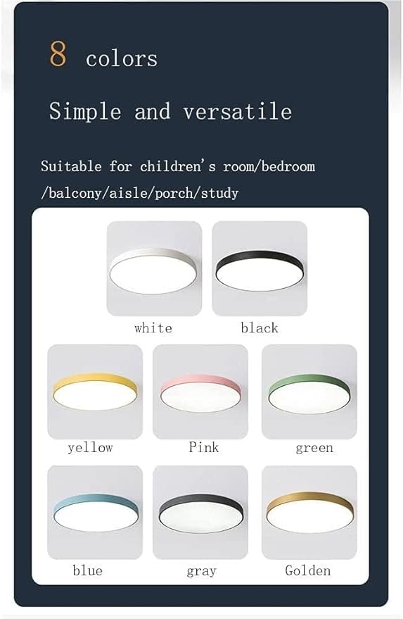 Minimalist Ceiling Lamp Round Ultra Thin Three Color Dimmable Flush Mount Sleek Modern Lighting Fixture for Bedroom Kitchen Corridor Livingroom Hallway(Yellow,30cm/11.8in)