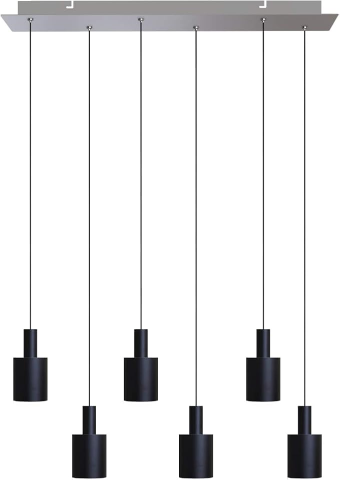 Virgo 6 Mini Pendant Lighting Black - LED Hanging Light Fixture for Kitchen Island, Bar, Foyer - Cluster Pendants - Dimmable, Adjustable Wire, Lamp Bulb Included