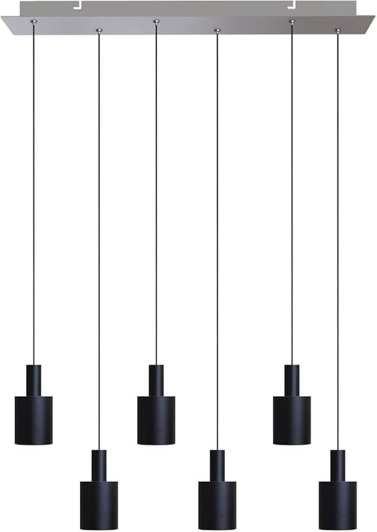 Virgo 6 Mini Pendant Lighting Black - LED Hanging Light Fixture for Kitchen Island, Bar, Foyer - Cluster Pendants - Dimmable, Adjustable Wire, Lamp Bulb Included