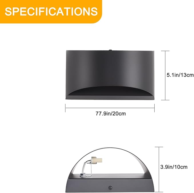 Black Modern LED Wall Sconces Set of Two Hardwired Wall Sconces Indoor Up and Down Wall Mount Light Hardwired Indoor Wall Lights(Bulb not Included)