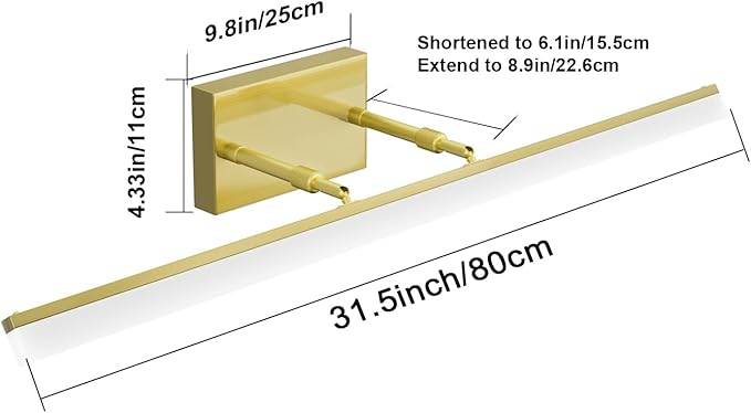 Aipsun 31.5inch Brushed Brass Bathroom Vanity Light Fixtures Modern LED Light Fixtures Gold Vanity Lighing for Bathroom Wall Fixtures 5500K
