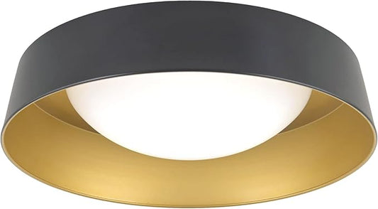 15.5 Inch LED Flush Mount Ceiling Light Fixture, 26W, Super Bright 1800 Lumen, 3 Color 3000K/4000K/5000K, Matt Black with Gold Inside, Dimmable Ceiling Lamp for Bedroom Hallway Bathroom Outdoor