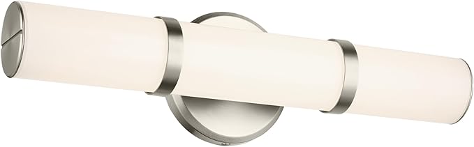 Kichler Rosh 18" LED Bathroom Vanity Light Fixture with White Glass in Brushed Nickel, Modern Minimalist Bath Bar for Mirror, Dimmable (18" W x 5" H), 55187NILED