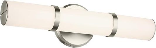 Kichler Rosh 18" LED Bathroom Vanity Light Fixture with White Glass in Brushed Nickel, Modern Minimalist Bath Bar for Mirror, Dimmable (18" W x 5" H), 55187NILED