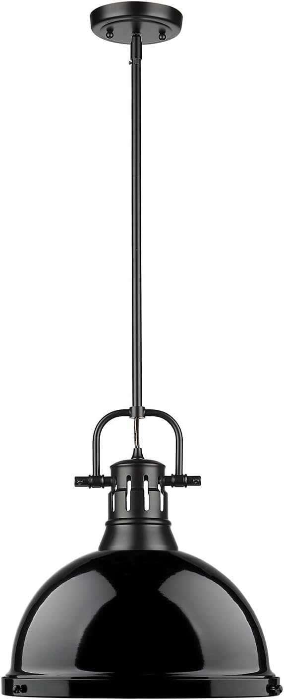 Golden Lighting 3604-L BLK-BK Duncan Pendant, Matte Black with Black Shade