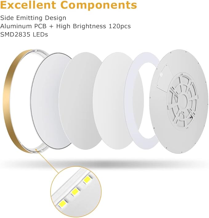 15.7Inch Gold Flush Mount Ceiling Light Fixture , 32W(320W Equivalent), 3800LM, 4000K Natural White, IP40, Flat Modern Round LED Ceiling Lights for Bedrooms, Living Rooms, Bathrooms, Stairwells, etc.