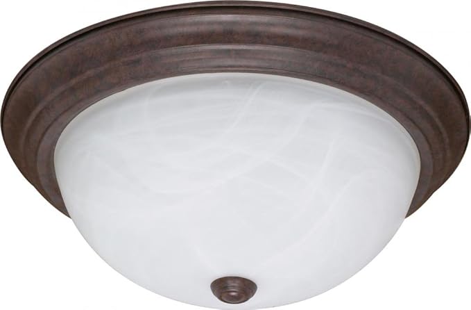 Nuvo 60/207 Three Light Flush Mount, 15", Old Bronze/Alabaster Glass