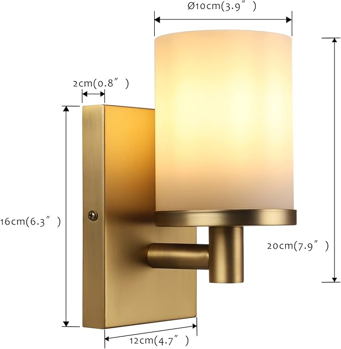 Pathson Vintage 1-Light Wall Sconce, Hardwired Bathroom Vanity Light, Frosted Glass Wall Mount Light Fixtures for Hallway Bathroom Kitchen Living Room (Antique)