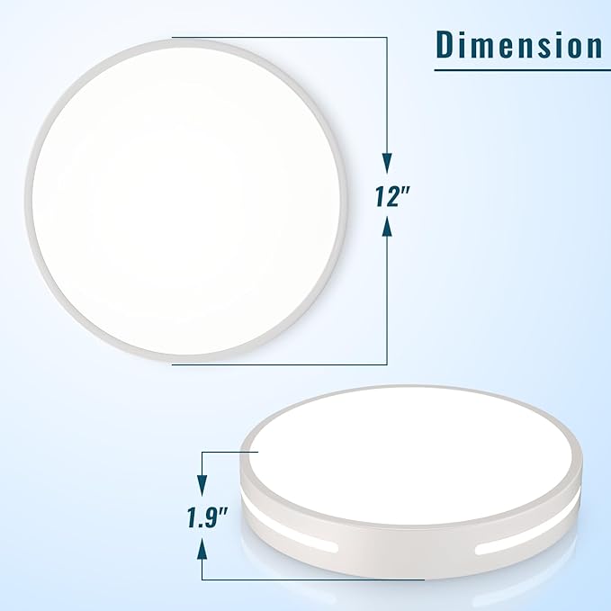 LED Ceiling Light Flush Mount 24W, White Bedroom Light Fixture Ceiling Mount Dimmable, 12 inch Close to Ceiling Light Fixture 5CCT for Kitchen, Bathroom, Living Room