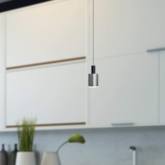 Virgo 1 Mini Pendant Lighting Black-Nickel - LED Hanging Light Fixture for Kitchen Island, Bar, Foyer - Cluster Pendants - Dimmable, Adjustable Wire, Lamp Bulb Included