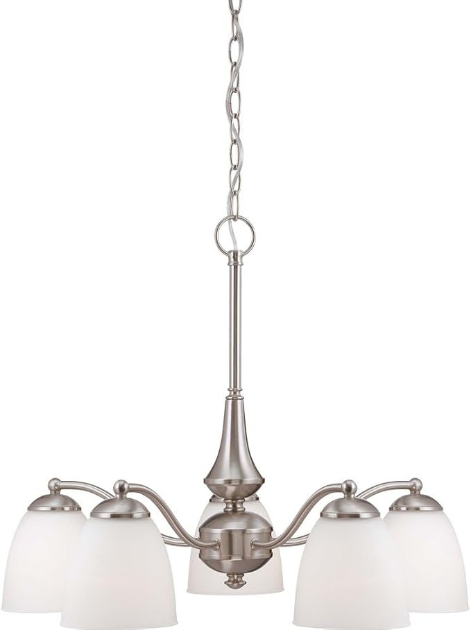 Nuvo Lighting 60/5043 Patton Five Light Chandelier-Arms Down 60 Watt A19 Max. Frosted Glass Brushed Nickel Fixture