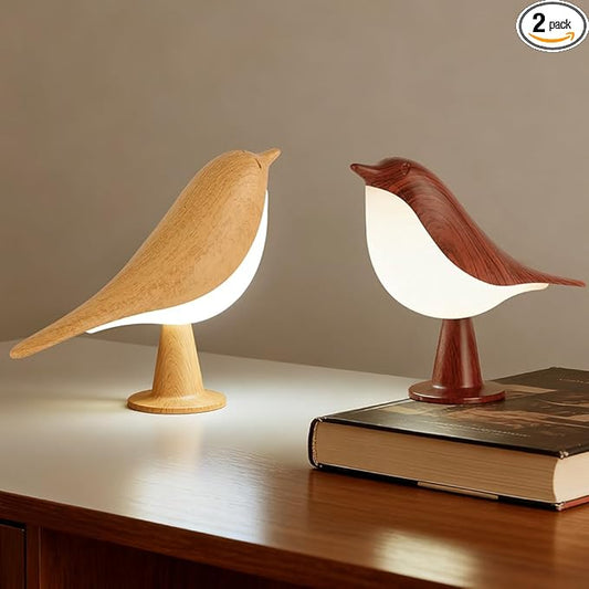 IFTHFOUR Bird Cordless Table Lamp, Small Cordless Bedside Lamp with 3 Color Temperature, Touch Sensor & Rechargeable Battery - Night Light for Kids, Bedroom, Bedside (Light+Dark)