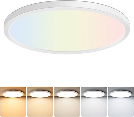 Brightever LED Flush Mount Ceiling Light, 12 Inch 24W Ultra Slim 0.67 Inch Kitchen Lighting Fixture, 3200LM 240W Equivalent, 2700K-6500K Color Selectable, Dimmable Light Fixture Ceiling Mount, 1 Pack