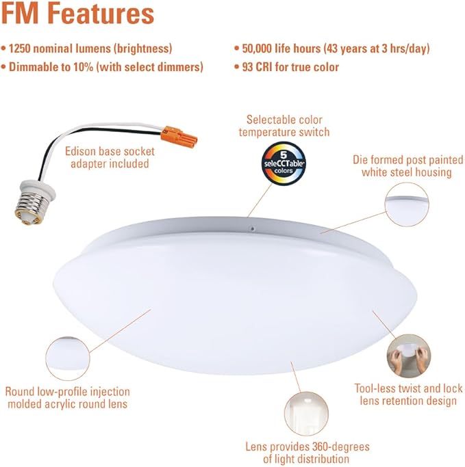 HALO 11 inch LED 5CCT Selectable Low Profile Round Flushmount