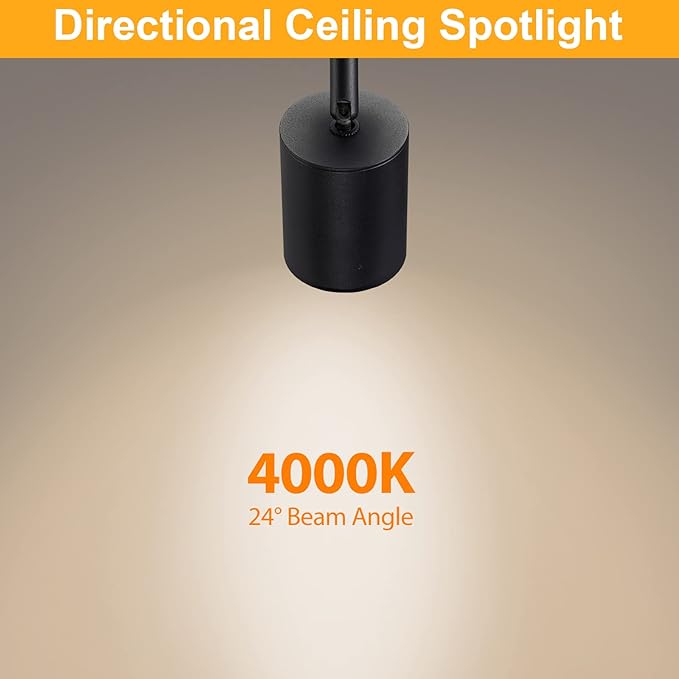 VANoopee Flush Mount LED Ceiling Spotlight Dimmable Adjustable Spotlight Directional Spot Lights Indoor Bright Can Accent Fixture for Living Room Bedroom - CRI90 Flicker Free 10W 800lm 4000K Black