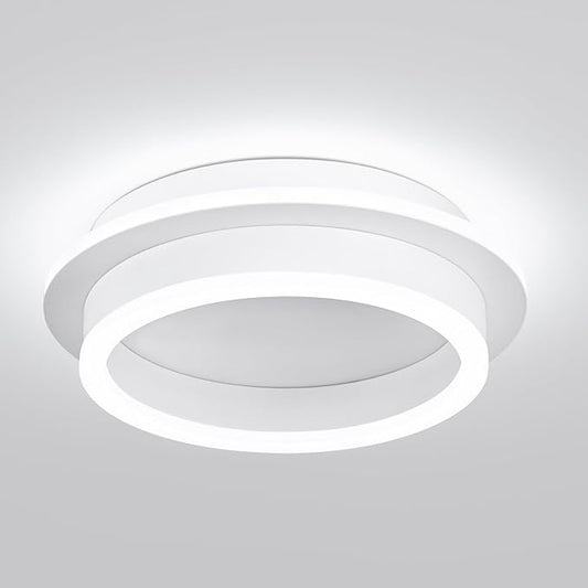 CANEOE Round Modern Led Ceiling Light Fixture, 24W LED Flush Mount Ceiling Lamp, Black Small Hallway Ceiling Light for Dining Room Bedroom Kitchen Bathroom Entryway Lighting Fixtures (White)