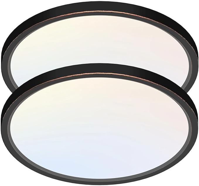 2 Pack LED Flush Mount Ceiling Light,7Inch 15W,3000K/3500K/4000K/5000K/6500K 5 Color Temperatures Ceiling Light Fixture for Kitchen Porch Hallway Bedroom Bathroom Closet,Oil-Rubbed Bronze