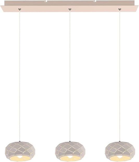 Crust 3 Mini Pendant Lighting White - LED Hanging Light Fixture for Kitchen Island, Bar, Foyer - Cluster Pendants - Dimmable, Adjustable Wire, Lamp Bulb Included