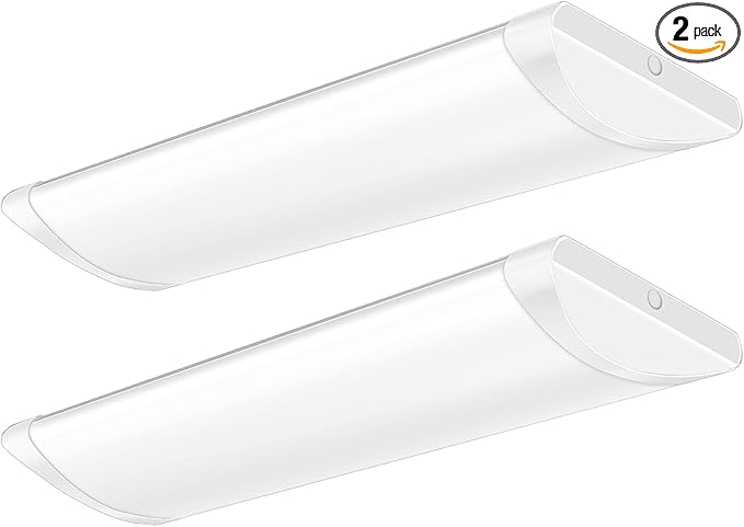 ANTLUX 2FT LED Linear Flush Mount Light, 20W/2400LM, 4000K Neutral White, 2 Foot Kitchen LED Ceiling Lighting Fixtures, 24 Inch Low-Profile Wraparound Puff Lights for Laundry Closet Garage, 2 Pack