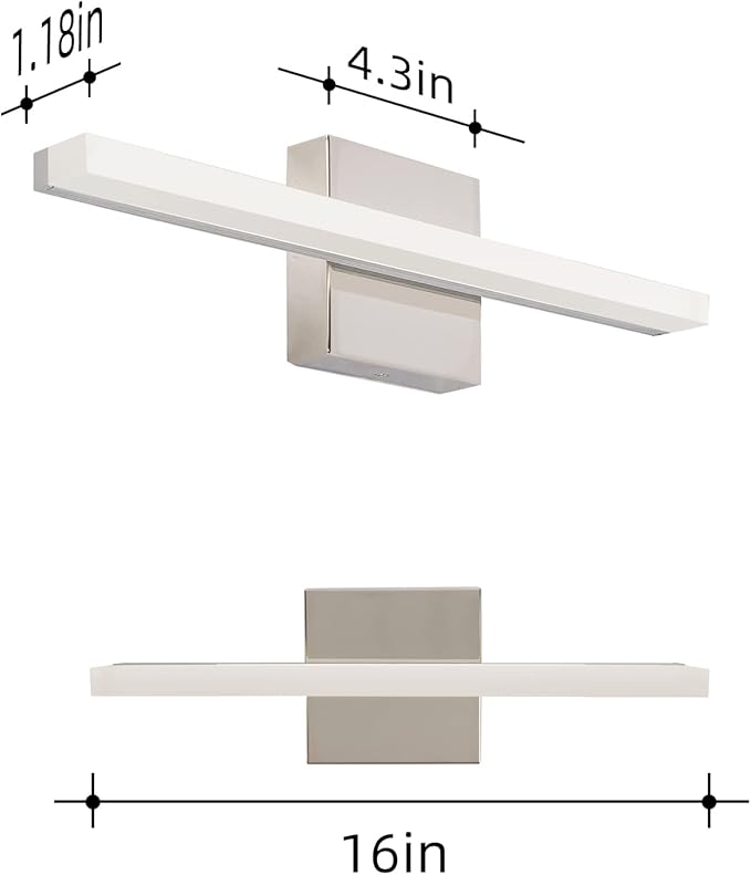 Modern LED Vanity Lights for Bathroom 2 Pack 16IN 9W Daylight White Chrome Bathroom Light Fixtures Lights Over Mirror Vanity Lighting Fixtures Vanity Light