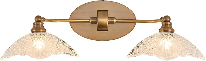 Vintage Vanity Lights, 2-Light 22.83in Antique Brass Bathroom Light fixtures(Requires E12 Bulb, Not Included)