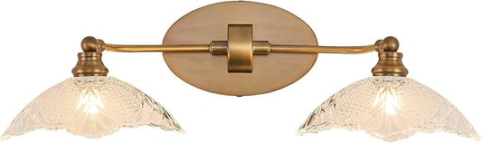 Vintage Vanity Lights, 2-Light 22.83in Antique Brass Bathroom Light fixtures(Requires E12 Bulb, Not Included)