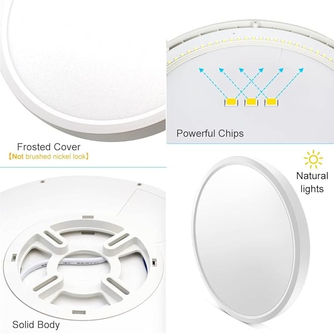 LightingWill 8.9 Inch LED Flush Mount Ceiling Light Fixture, 4000K Nurture White, 1800LM, 18W, Flat Modern Round Lighting Fixture, 180W Equivalent White Ceiling Lamp for Kitchens, Bedrooms.etc.