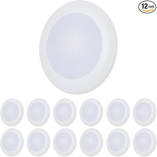 7.5 Inch Disc Light I Dimmable Ceiling Light Fixtures | 5CCT LED Lights 2700K/3000K/3500K/4000K/5000K | Flush Mount Ceiling Light I ETL & UL Certified I LED Lights for Bedroom - 12 Pack