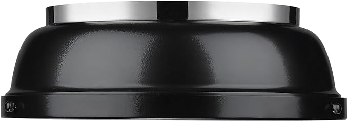 Golden Lighting 3602-14 CH-BK Duncan Flush Mount, Chrome with Black Shade