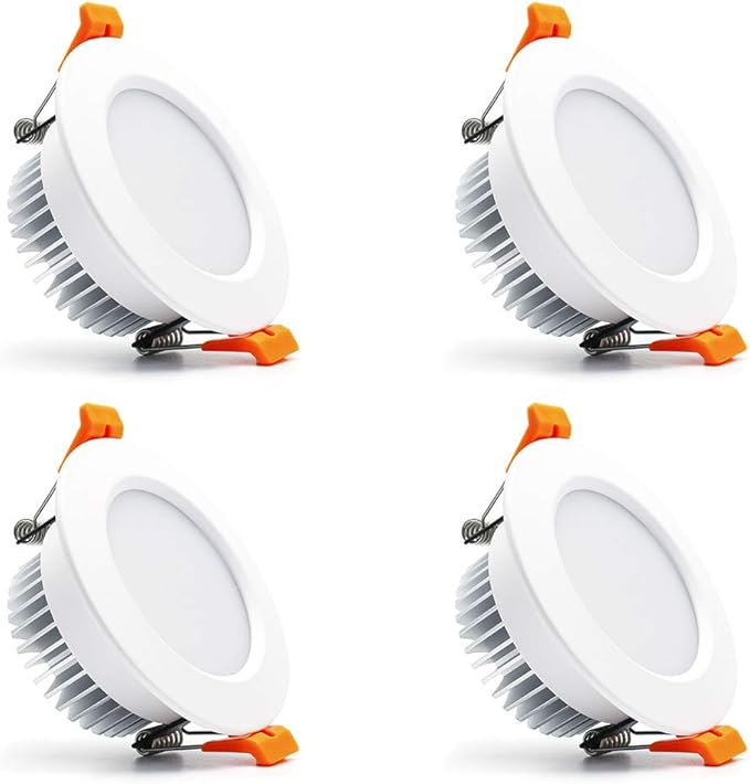 3 inch Dimmable LED Recessed Lighting, 7W Retrofit Downlight, 4000K Natural White, CRI 80 with LED Driver, as AC 110V Ceiling Light Fixture for Living Room, Kitchen, Bedroom, Hallway, 4 Pack