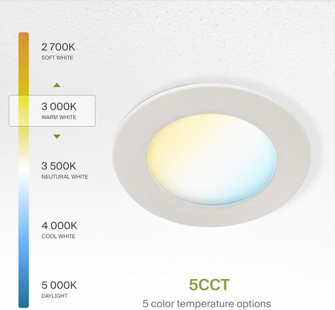 ASD 12 Pack Retrofit LED Recessed Lighting 6 Inch - 12W 2700K-5000K 971LM Flat Can Lights for Ceiling 6 Inch, Dimmable Recessed Lights, Wet Rated Wafer Lights, ETL