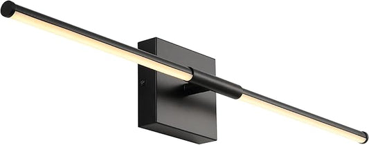 JONATHAN Y 28" Black Modern Dimmable Integrated LED Wall Sconce, Minimalist Adjustable Metal Vanity Light for Bathroom Mirror, Bedroom, Hallway, 3000K, ETL Listed (JYL7041C)