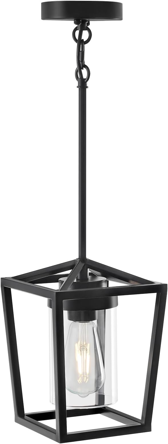 Pendant Lights Kitchen Island,Farmhouse Black Pendant Light Fixture, Lantern Hanging Light Fixture Kitchen Chandelier for Dining Room Foyer Hallway Light