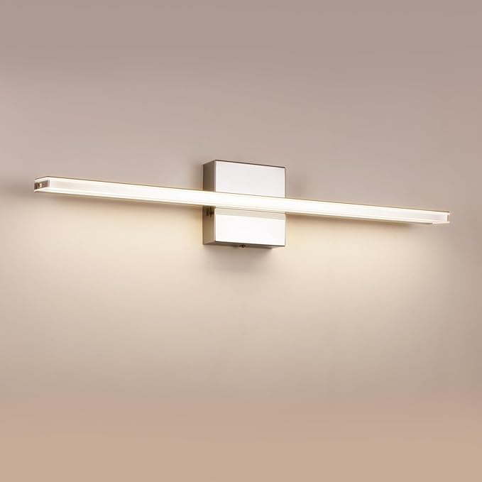 Chrome Vanity Lights for Bathroom 5CCT Dimmable Bathroom Lighting Fixtures Over Mirror Adjustable Lighting Angle Wall Light Fixtures 23.6 inch Long 18W LED Bar Light