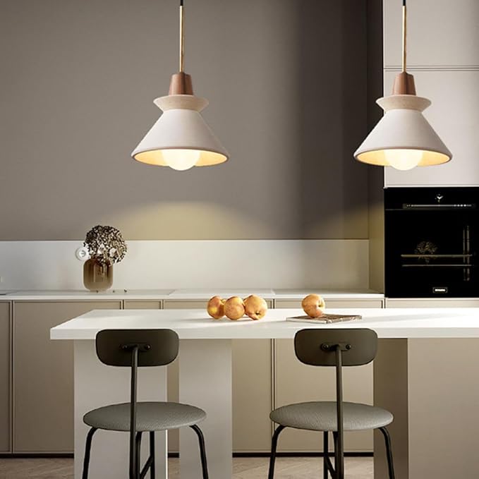 9.4'' Concrete Pendant Lights Kitchen Island Hanging Lights Unique Pinecone Lampshade Industrial Chandelier Nordic Cement Pendant Light for Dining Room,Bedside,Kitchen,Hallway,1Pcs,White