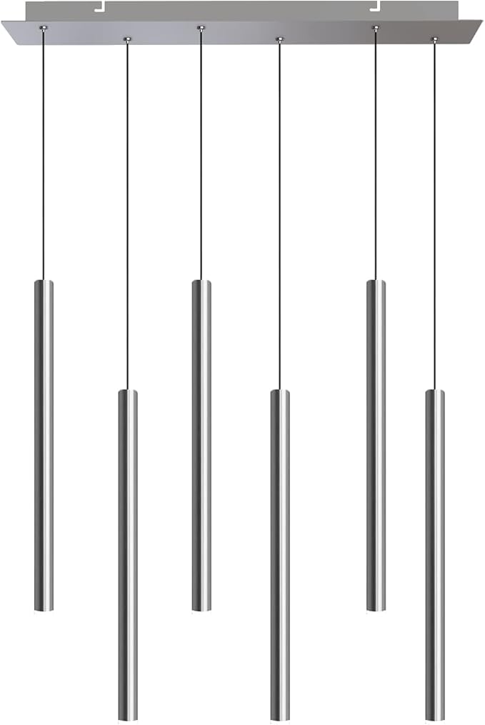 CANALIS 6 Mini Pendant Lighting Nickel - LED Hanging Light Fixture for Kitchen Island, Bar, Foyer - Cluster Pendants - Dimmable, Adjustable Wire, Lamp Bulb Included