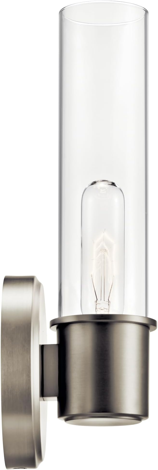 Kichler Aviv 1-Light Wall Sconce, Modern Light with Clear Glass in Brushed Nickel, for Bedroom, Laundry Room, Kitchen or Hallway (13" x 5.5"), 52653NI