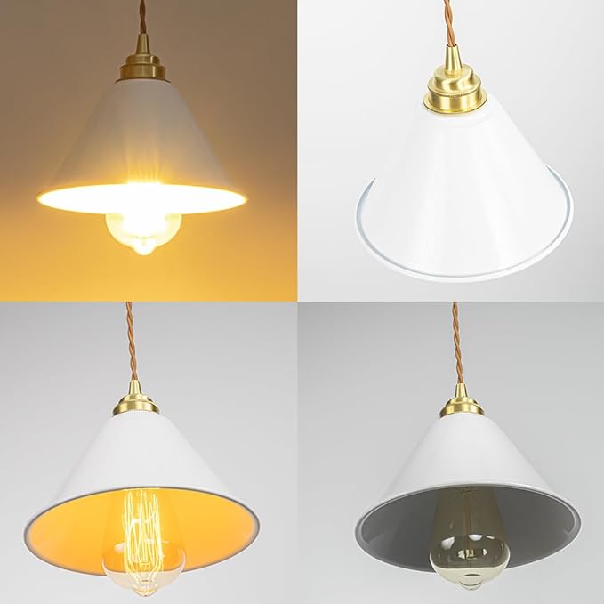 3.2 Ft Adjustable Cord H-Type Track Pendant Brass & White Shade Hanging Light Vintage Design for Kitchen Office Stairs Set of 3(No Bulb, Track)