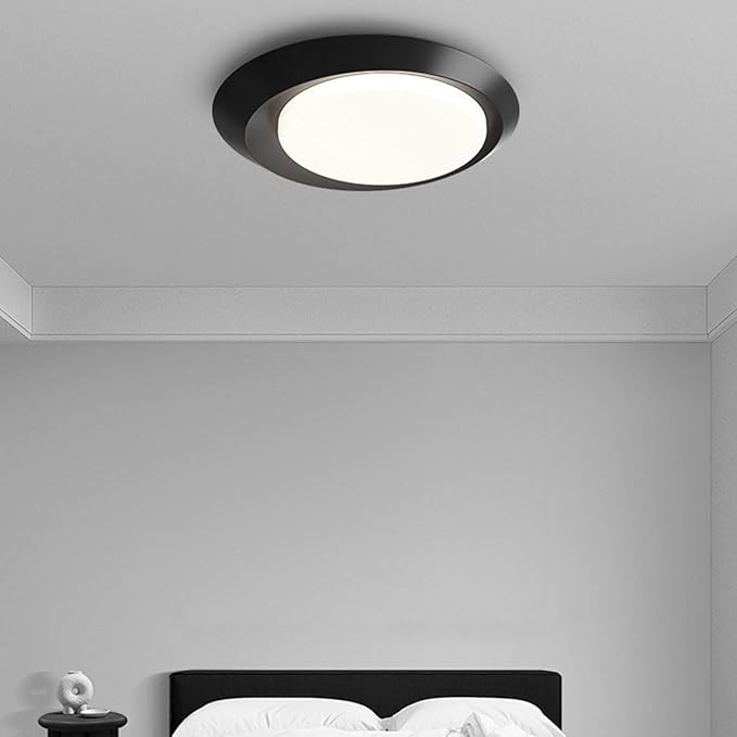 Minimalist Luxury Black Ceiling Lamp with Acrylic Shade Flat Lighting Simple Round Ceiling Lights Suitable for Bedrooms and Study Rooms