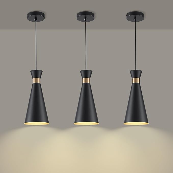 2026 New Pendant Lights Kitchen Island 3 Pack Black Gold, 5.9" Mini Modern Island Lights for Kitchen Pendant Light fixtures Adjustable Hanging Small Farmhouse Kitchen Island Lighting for Sink Bar