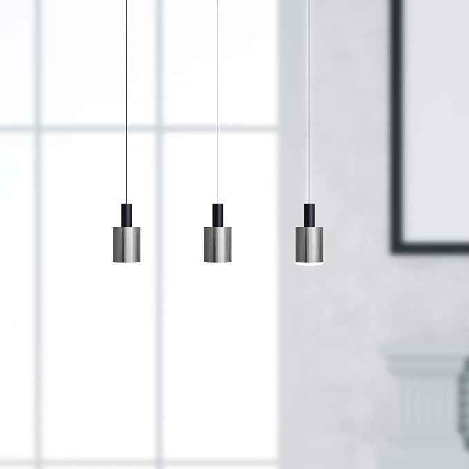 Virgo 3 Mini Pendant Lighting Black-Nickel - LED Hanging Light Fixture for Kitchen Island, Bar, Foyer - Cluster Pendants - Dimmable, Adjustable Wire, Lamp Bulb Included