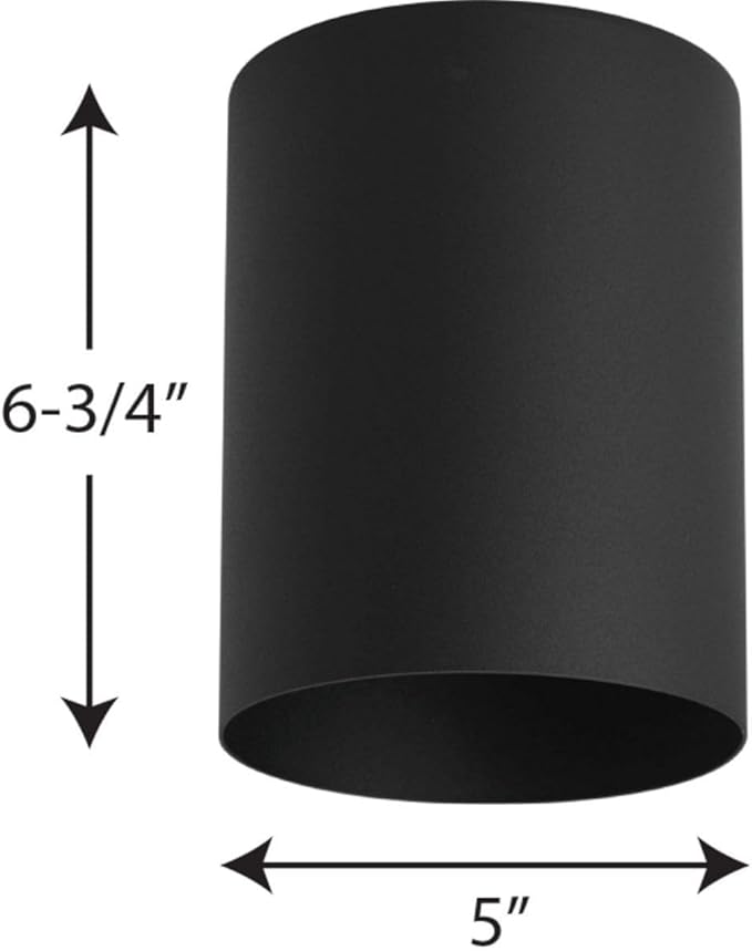 Progress Lighting 5-Inch Cylinder Outdoor Ceiling Light, 1-Light Modern Flush Mount Ceiling Light Fixture, Interior and Exterior Lighting for Home or Porch, Aluminum Construction, Black (P5774-31)