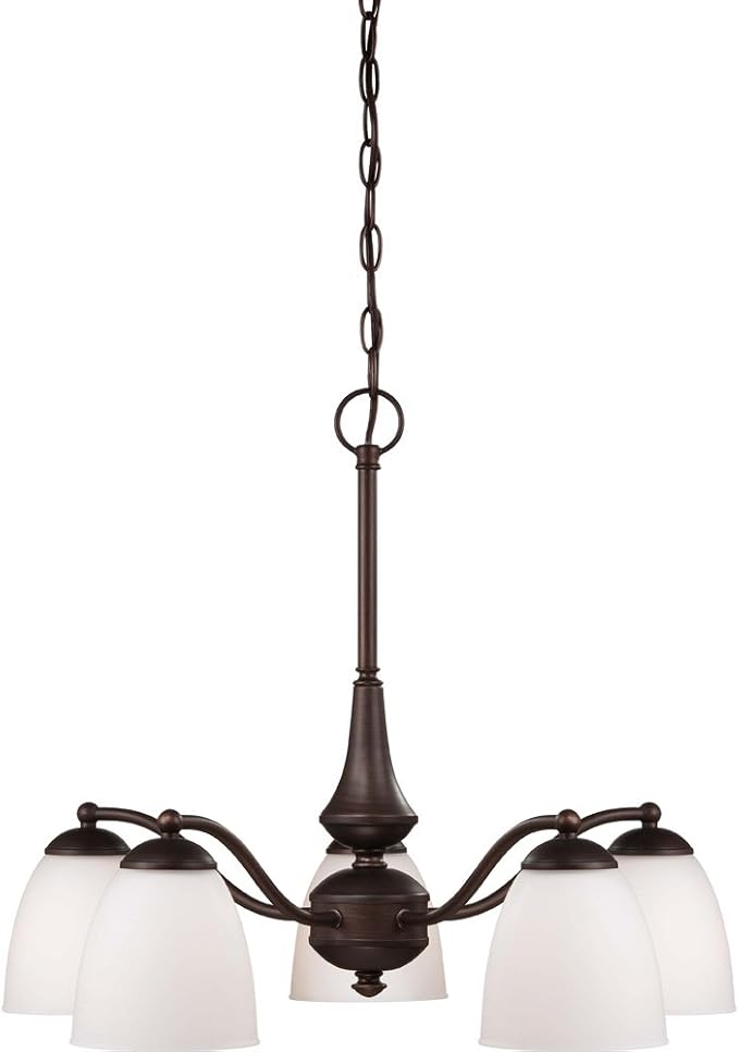 Nuvo Lighting 60/5143 Patton Five Light Chandelier-Arms Down 60 Watt A19 Max. Frosted Glass Prairie Bronze Fixture