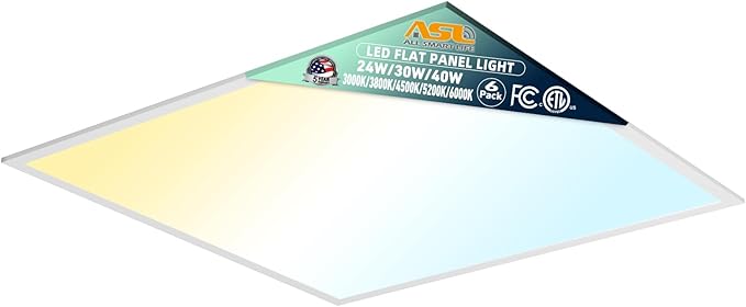 Allsmartlife 2x2 LED Panel Light 1-Pack, Dimmable, 5CCT Options (3000K-6000K), 24W/30W/40W, Back-Lit 2x2 LED Light Drop Ceiling for Commercial Office, ETL