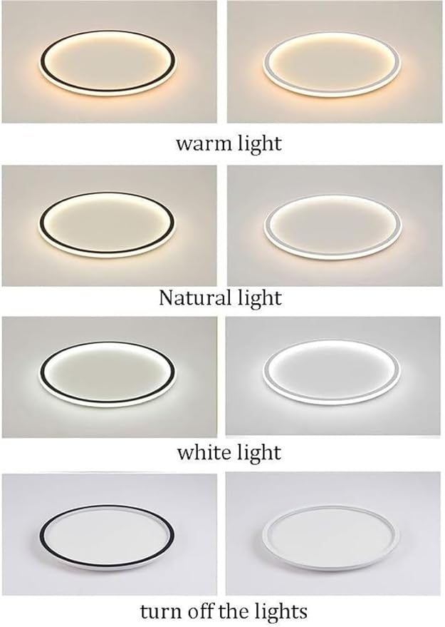 Flush Mount Ceiling Light Modern Nordic Ultra Thin Round Design Dimmable Acrylic Shade Iron Body Minimalist Lighting Fixture for Kitchen Bedroom or Living Room(Black,30CM)