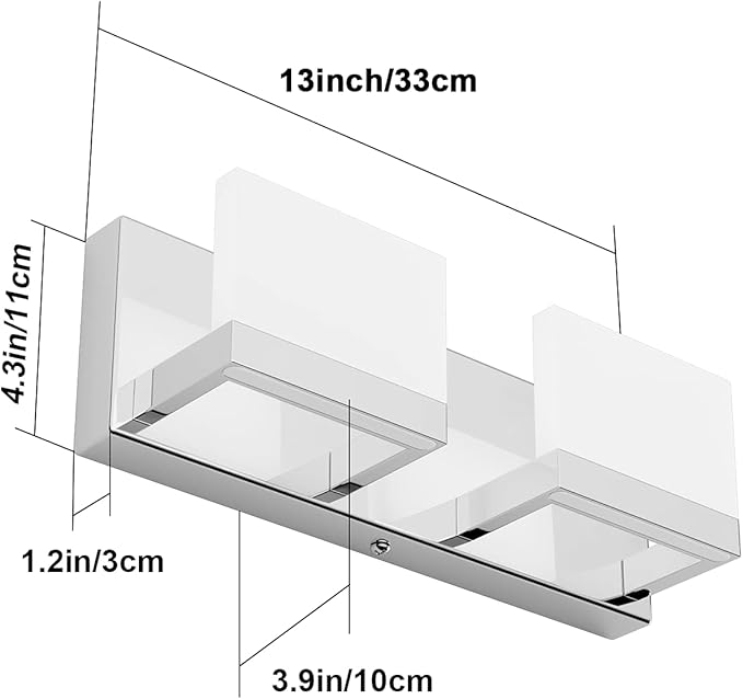 Tipace 2 Lights Modern Chrome LED Vanity Light for Bathroom Wall Light Up and Down LED Bathroom Light Fixtures Over Mirror(White Light 6000K)