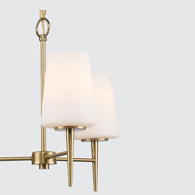 Montgomery 3-Light Chandelier | Brushed Gold Finish with White Frosted Glass Shade | Adjustable Hanging Height to 82.75" | Uses E26 Medium Base Bulb (Gold, Chandelier)
