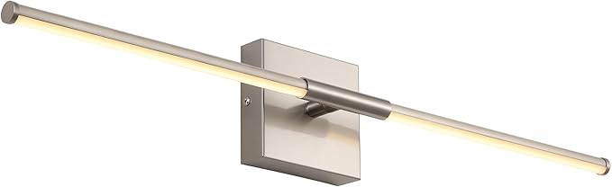 JONATHAN Y 28" Nickel Modern Dimmable Integrated LED Wall Sconce, Minimalist Adjustable Metal Vanity Light for Bathroom Mirror, Bedroom, Hallway, 3000K, ETL Listed (JYL7041E)