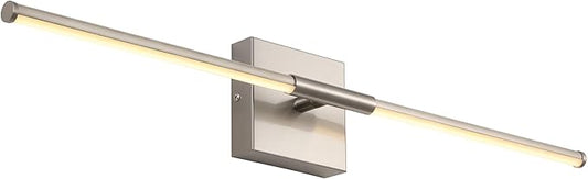 JONATHAN Y 28" Nickel Modern Dimmable Integrated LED Wall Sconce, Minimalist Adjustable Metal Vanity Light for Bathroom Mirror, Bedroom, Hallway, 3000K, ETL Listed (JYL7041E)