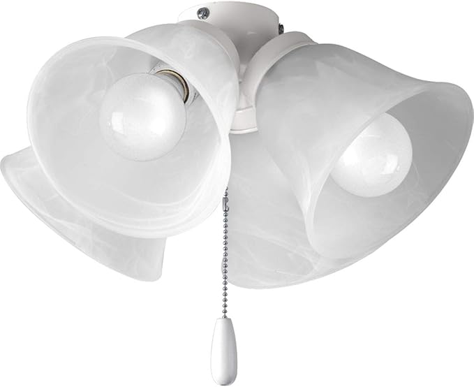 Progress Lighting 4-Light Universal Ceiling Fan Light Kit for AirPro Collection Ceiling Fans, New Traditional and Rustic Style, Includes 4 LED Light Bulbs, White